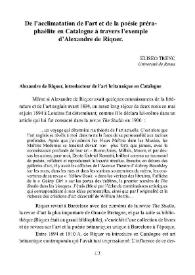 De l'acclimatation de l'art et de la poésie préraphaélite en Catalogne à travers l'exemple d'Alexandre de Riquer / Elisée Trenc | Biblioteca Virtual Miguel de Cervantes