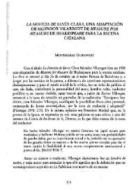 "La novicia de Santa Clara", una adaptación de Salvador Vilaregut de "Measure for Measure" de Shakespeare para la escena catalana / Montserrat Guinovart | Biblioteca Virtual Miguel de Cervantes