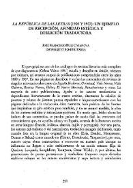 "La República de las Letras" (1905 y 1907): un ejemplo de recepción, afinidad estética y deserción traductora / José Francisco Ruiz Casanova | Biblioteca Virtual Miguel de Cervantes