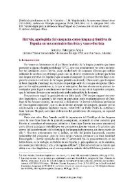 Hervás, apologista del eusquera como lengua primitiva de España en sus contextos fuerista y vasco-iberista / Antonio Astorgano Abajo | Biblioteca Virtual Miguel de Cervantes