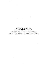 Academia : Boletín de la Real Academia de Bellas Artes de San Fernando. Primer semestre de 1962. Número 14. Preliminares e índice | Biblioteca Virtual Miguel de Cervantes