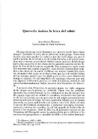 Quevedo "ludens": la letra del tahúr / Jean-Pierre Étienvre | Biblioteca Virtual Miguel de Cervantes