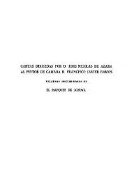 Cartas dirigidas por D. José Nicolás de Azara al pintor de cámara D. Francisco Javier Ramos / Palabras preliminares de El Marqués de Lozoya | Biblioteca Virtual Miguel de Cervantes