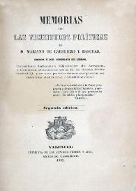 Memorias de las vicisitudes políticas de D. Mariano Cabrerizo y Bascuas | Biblioteca Virtual Miguel de Cervantes