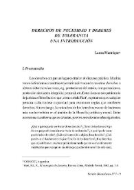 Discusiones: Derecho y Autoridad, núm. 7 (2007). Sección I: Discusión.: Derechos de necesidad y deberes de tolerancia. Una introducción / Laura Manrique (ed.) | Biblioteca Virtual Miguel de Cervantes