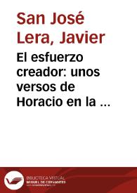 El esfuerzo creador: unos versos de Horacio en la "Exposición del Libro de Job" de fray Luis de León / Javier San José Lera | Biblioteca Virtual Miguel de Cervantes