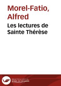 Les lectures de Sainte Thérèse / Alfred Morel-Fatio | Biblioteca Virtual Miguel de Cervantes