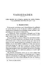 Doña Beatriz de Ahumada, madre de Santa Teresa, y la alhóndiga de Ávila en 1528 y 1529 / Fidel Fita | Biblioteca Virtual Miguel de Cervantes