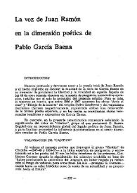 La voz de Juan Ramón en la dimensión poética de Pablo García Baena / Miguel Ángel Cañero-Baeza García | Biblioteca Virtual Miguel de Cervantes