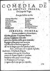 La amistad pagada: comedia / Lope de Vega | Biblioteca Virtual Miguel de Cervantes