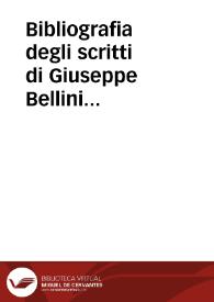 Bibliografia degli scritti di Giuseppe Bellini 1950-2001 / a cura di Michele Porciello | Biblioteca Virtual Miguel de Cervantes