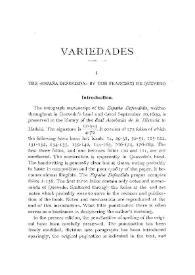 The "España Defendida" by Don Francisco de Quevedo [I] / R. Selden Rose | Biblioteca Virtual Miguel de Cervantes