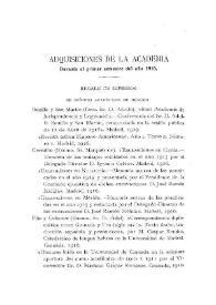 Adquisiciones de la Academia durante el primer semestre del año 1916 | Biblioteca Virtual Miguel de Cervantes