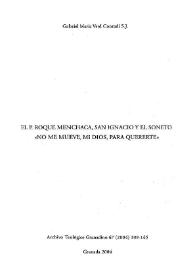 El P. Roque Menchaca, San Ignacio y el Soneto "No me mueve, mi Dios, para quererte" / Gabriel María Verd Conradi | Biblioteca Virtual Miguel de Cervantes