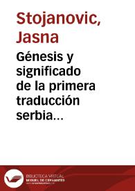 Génesis y significado de la primera traducción serbia de "Don Quijote" / Jasna Stojanović | Biblioteca Virtual Miguel de Cervantes