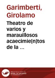 Theatro de varios y marauillosos acaecimie[n]tos de la mudable Fortuna / Compuesto en Italiano por Hieronymo Garimberto ...; y traduzido en nuestro vulgar Castellano, por Iuan Me[n]dez de Auila ... | Biblioteca Virtual Miguel de Cervantes