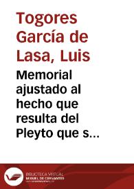 Memorial ajustado al hecho que resulta del Pleyto que siguen en esta Audiencia D. Luis Togores Garcia de Laza ... con Don Jayme Rocamora y Cascante, Marquès del Rafal ... y por su muerte le continua la actual marquesa Doña Antonia Rocamora ... | Biblioteca Virtual Miguel de Cervantes