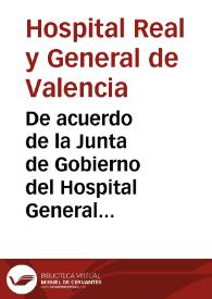 De acuerdo de la Junta de Gobierno del Hospital General dirixo á V. un exemplar del Proyecto abriendo subscripcion con objeto á continuar el Coliseo principiado en esta Ciudad ... | Biblioteca Virtual Miguel de Cervantes