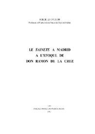 Le sainete à Madrid à l'époque de Don Ramón de la Cruz / Mireille Coulon | Biblioteca Virtual Miguel de Cervantes