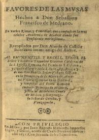 Favores de las musas hechos a Don Sebastian Francisco de Medrano ... | Biblioteca Virtual Miguel de Cervantes