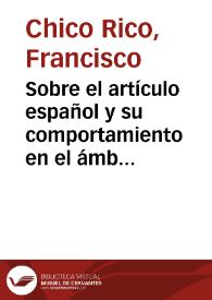 Sobre el artículo español y su comportamiento en el ámbito textual: a propósito de un cuento de E. Pardo Bazán / Francisco Chico Rico | Biblioteca Virtual Miguel de Cervantes