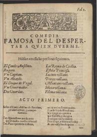 El despertar a quien duerme | Biblioteca Virtual Miguel de Cervantes