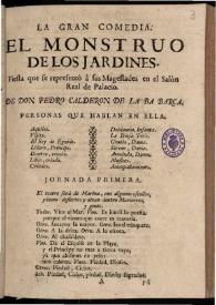 El monstruo de los jardines : comedia famosa / de Don Pedro Calderon de la Barca | Biblioteca Virtual Miguel de Cervantes