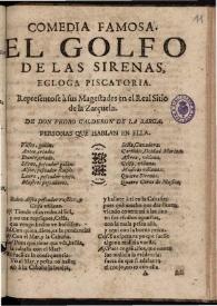 El golfo de las syrenas, egloga piscatoria | Biblioteca Virtual Miguel de Cervantes