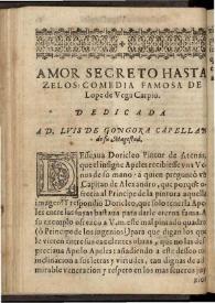 Amor secreto hasta zelos | Biblioteca Virtual Miguel de Cervantes