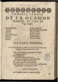 La ocasion perdida | Biblioteca Virtual Miguel de Cervantes