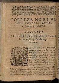 Pobreza no es vileza | Biblioteca Virtual Miguel de Cervantes