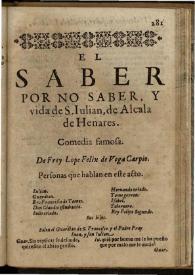 El saber por no saber, y vida de S. Iulian | Biblioteca Virtual Miguel de Cervantes