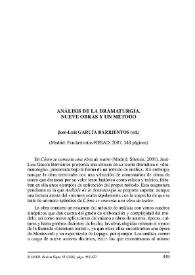 Análisis de la dramaturgia. Nueve obras y un método. José Luis García Barrientos (ed.). Madrid: Fundamentos-RESAD, 2007, 348 páginas / Christophe Herzog | Biblioteca Virtual Miguel de Cervantes