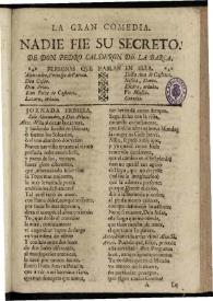 Nadie fie su secreto / de Don Pedro Calderon de la Barca | Biblioteca Virtual Miguel de Cervantes