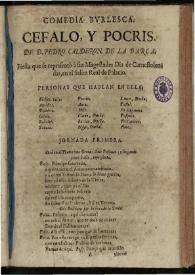 Cefalo y Pocris [sic] / Pedro Calderón de la Barca | Biblioteca Virtual Miguel de Cervantes