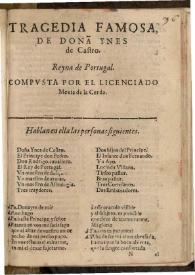 Doña Ynes de Castro | Biblioteca Virtual Miguel de Cervantes