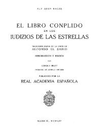 El Libro conplido de los iudizios de las estrellas / Aly Aben Ragel; traducción hecha en la corte de Alfonso el Sabio; introducción y edición por Gerold Hilty; prólogo de Arnald Steiger | Biblioteca Virtual Miguel de Cervantes