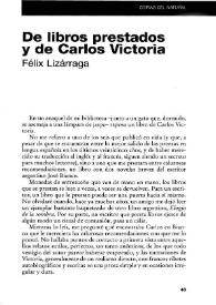 De libros prestados y de Carlos Victoria / Félix Lizárraga | Biblioteca Virtual Miguel de Cervantes