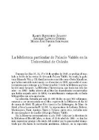 La biblioteca particular de Palacio Valdés en la Universidad de Oviedo / Ramón Rodríguez Álvarez; Ángeles Llavona Guerra, María José Ferrer Echevarría | Biblioteca Virtual Miguel de Cervantes