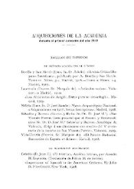 Adquisiciones de la Academia durante el primer semestre del año 1919 | Biblioteca Virtual Miguel de Cervantes