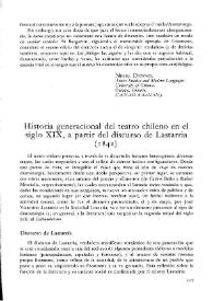 Historia generacional del teatro chileno en el siglo XIX, a partir del dicurso de Lastarria (1842) / Eduardo Guerrero del Río | Biblioteca Virtual Miguel de Cervantes