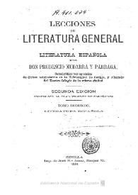 Lecciones de Literatura general y Literatura española. Tomo segundo: Literatura española / por Don Prudencio Mudarra y Párraga | Biblioteca Virtual Miguel de Cervantes