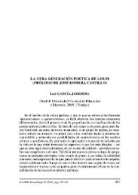 Luis GARCÍA JAMBRINA: La otra generación poética de los 50. Prólogo de José Romera Castillo. Madrid: Universidad Nacional de Educación a Distancia, 2009 / Antonio Sánchez Zamarreño | Biblioteca Virtual Miguel de Cervantes