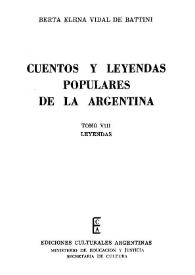 Cuentos y leyendas populares de la Argentina. Tomo 8 | Biblioteca Virtual Miguel de Cervantes