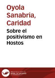 Sobre el positivismo en Hostos | Biblioteca Virtual Miguel de Cervantes