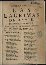 Comedia famosa, Las Lagrimas de David / del doctor don Phelipe Godinez | Biblioteca Virtual Miguel de Cervantes