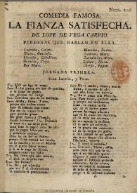 Comedia famosa. La fianza satisfecha / de Lope de Vega Carpio | Biblioteca Virtual Miguel de Cervantes