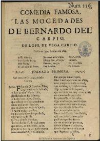 Comedia famosa, Las mocedades de Bernardo del Carpio / de Lope de Vega Carpio | Biblioteca Virtual Miguel de Cervantes