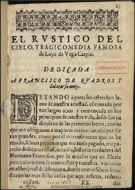 El rustico del cielo / tragicomedia famosa de Lope de Vega Carpio | Biblioteca Virtual Miguel de Cervantes