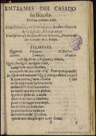 Entremes del casado sin saberlo / de don Antonio Solis | Biblioteca Virtual Miguel de Cervantes